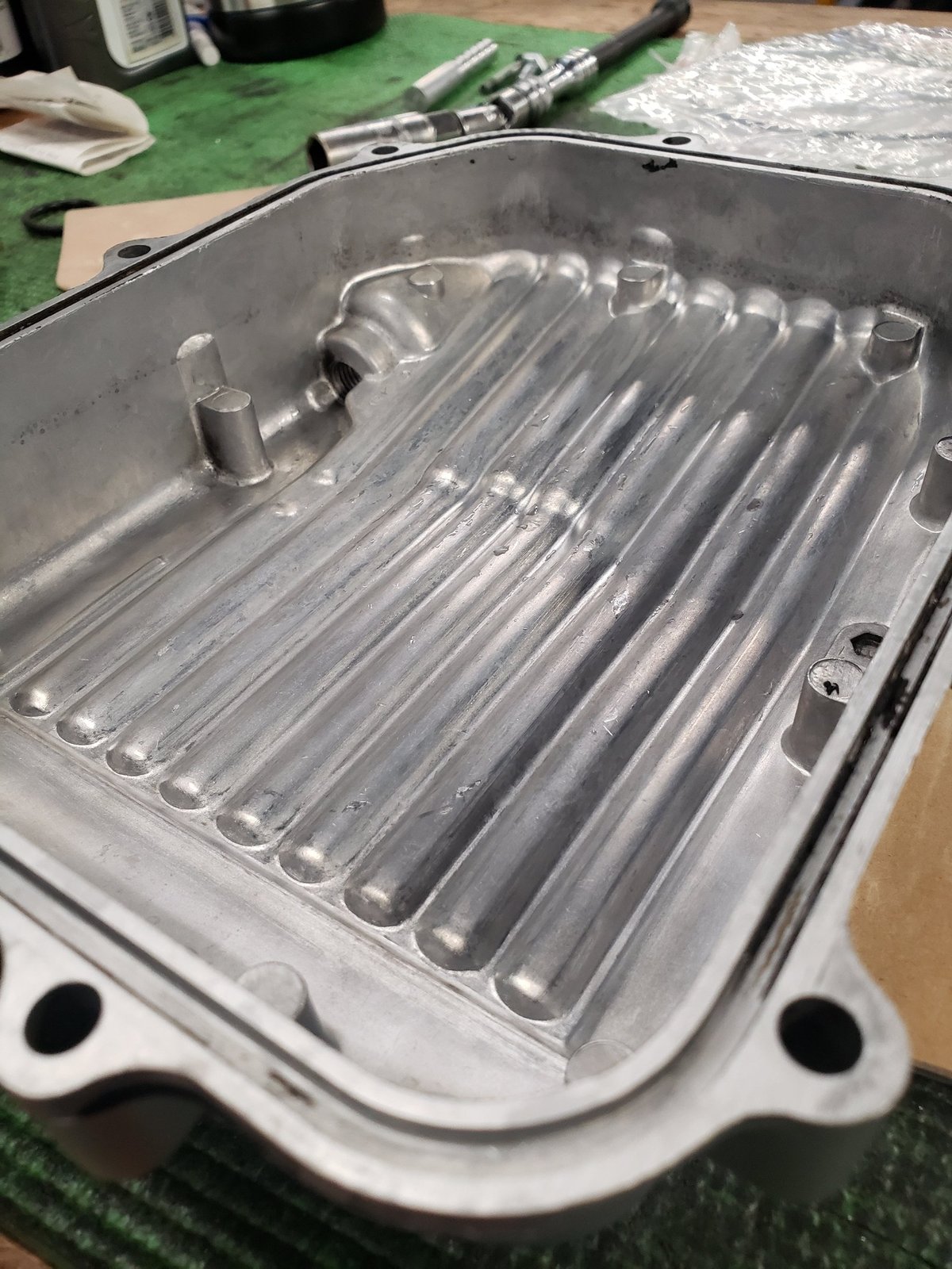 Oil pan after vapor blasting